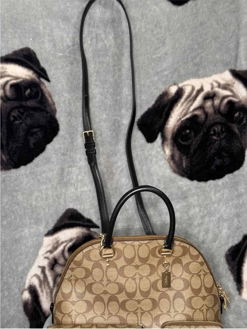 Coach Katy Signature Tan Satchel w/Small Wallet & Attachable Eyeglass Case